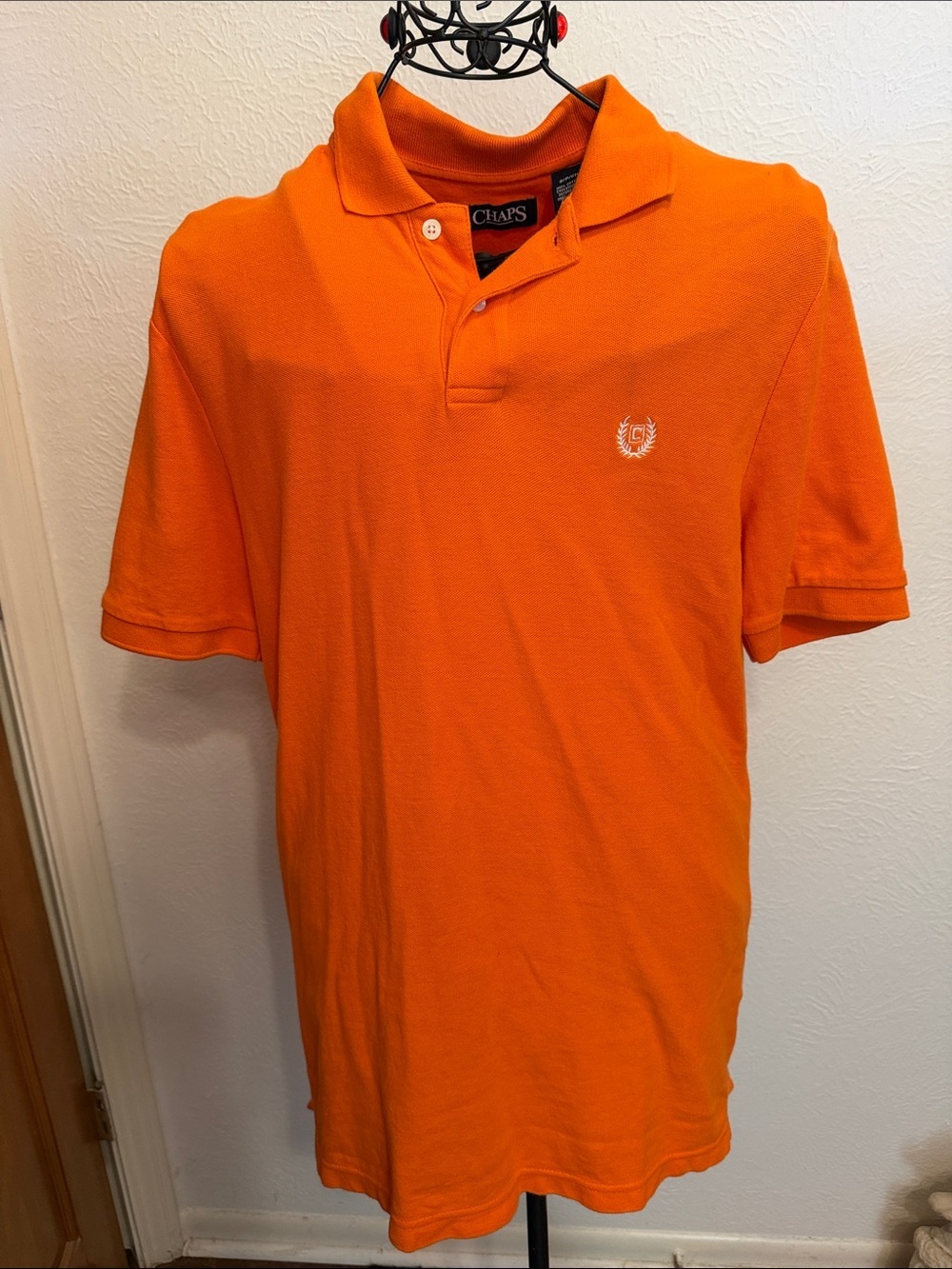 🏀🏀🏀BOGOHO🏀🏀🏀Chaps Men's Bright Orange Polo with Embroidered Crest-S